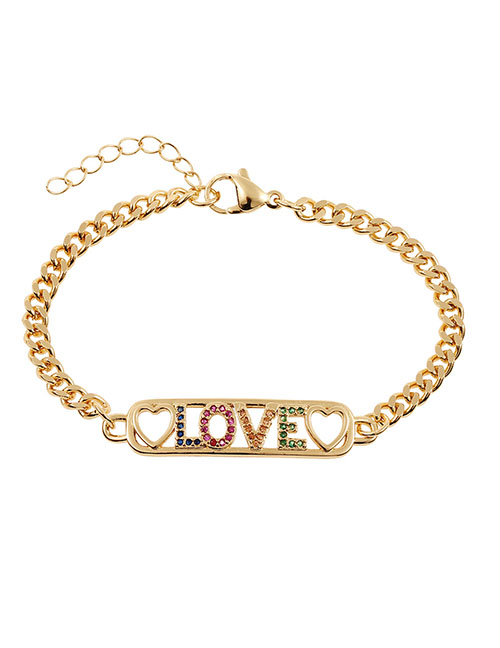 Fashion Gold Letter Bracelet With Copper And Diamonds