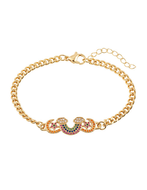 Fashion Gold Copper Diamond Rainbow Star And Moon Bracelet