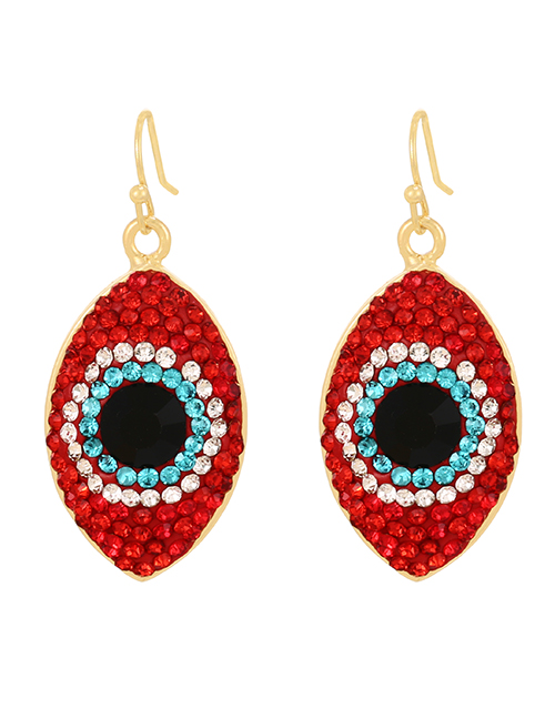 Fashion Red Copper Inlaid Zirconium Eye Earrings