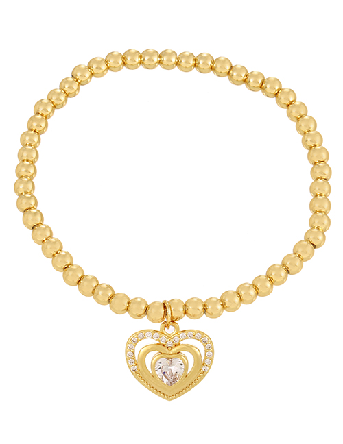 Fashion Gold Copper Inlaid Zirconium Beaded Love Bracelet