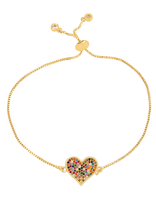 Fashion Golden-4 Copper Inlaid Zirconium Heart Bracelet