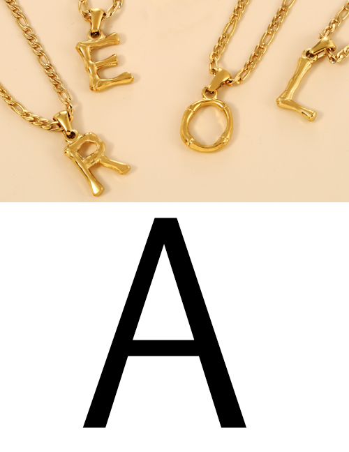Fashion A Titanium Steel 26 Letter Pendant Necklace