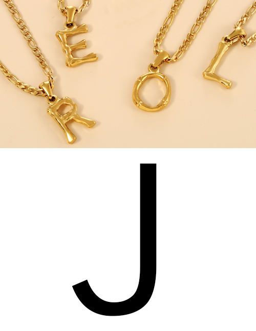 Fashion J Titanium Steel 26 Letter Pendant Necklace
