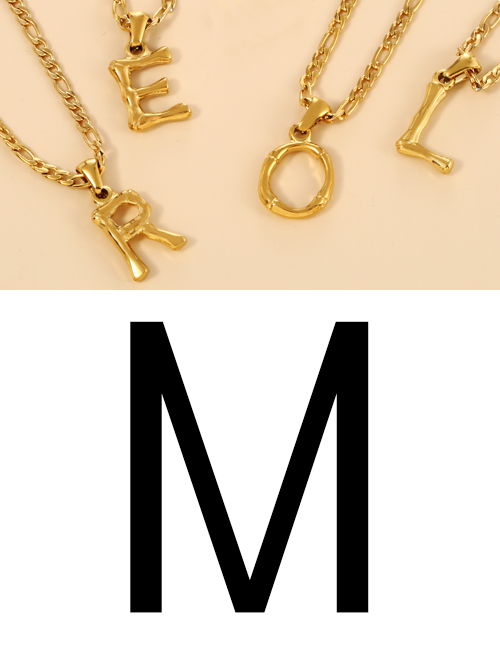 Fashion M Titanium Steel 26 Letter Pendant Necklace