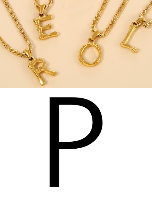 Fashion P Titanium Steel 26 Letter Pendant Necklace