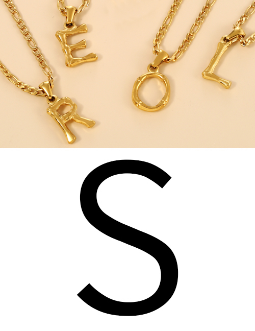 Fashion S Titanium Steel 26 Letter Pendant Necklace