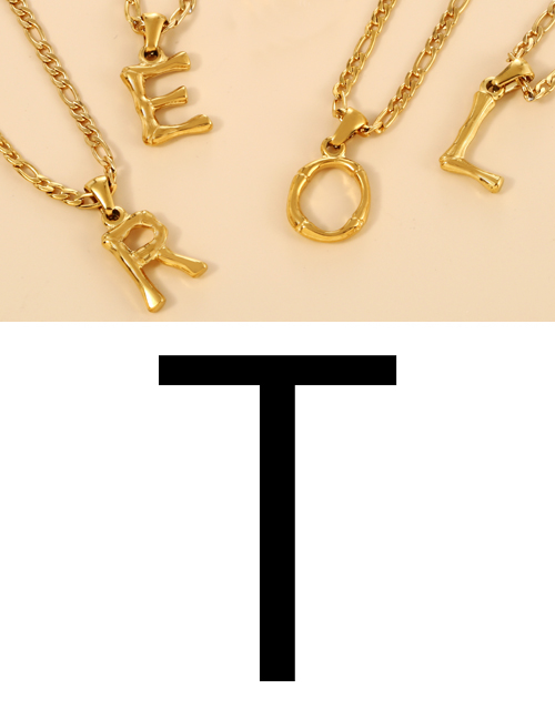 Fashion T Titanium Steel 26 Letter Pendant Necklace
