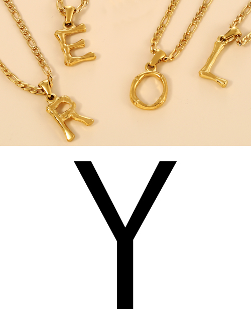 Fashion Y Titanium Steel 26 Letter Pendant Necklace