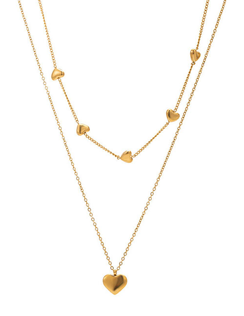 Fashion Gold Color Titanium Steel Love Double Necklace