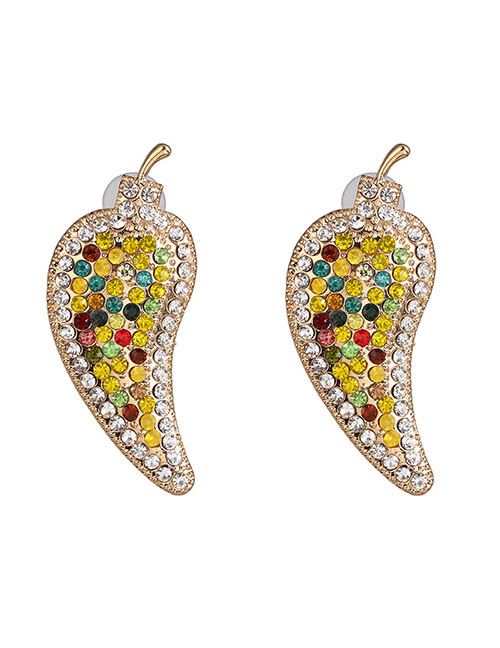 Fashion Color Alloy Diamond-studded Pepper Stud Earrings
