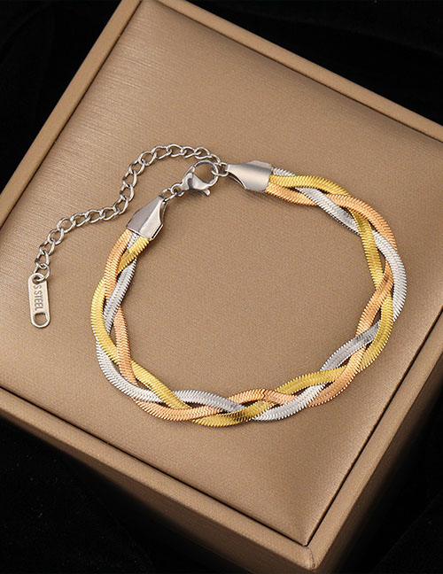 Fashion Color Mixing Titanium Steel Snake Bone Chain Winding Bracelet
