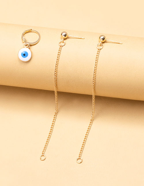 Fashion Gold Color Alloy Round Eyes Chain Earrings Set