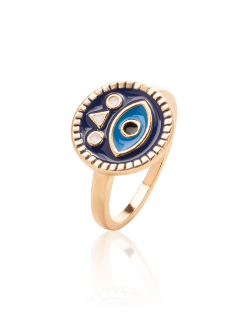 Fashion 1# Alloy Gold-plated Oil Dripping Eye Open Ring