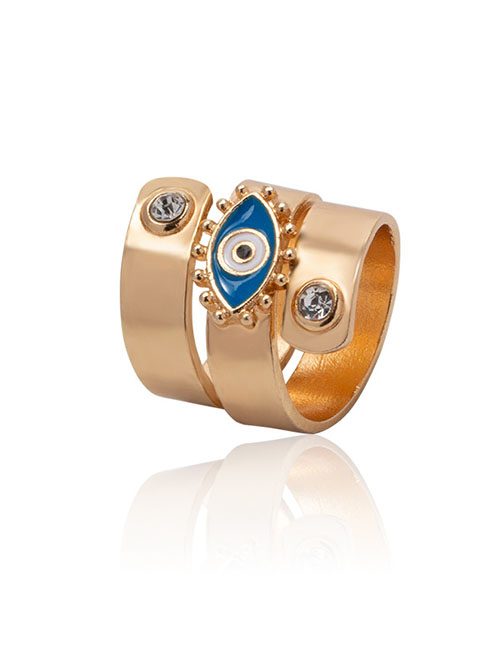 Fashion 10# Alloy Gold-plated Diamond And Oil Dripping Eye Open Ring