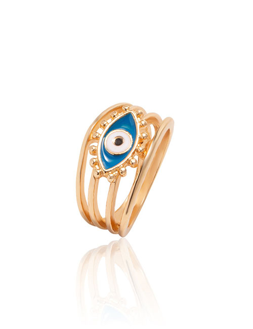 Fashion 13# Alloy Gold-plated Oil Dripping Eye Open Ring