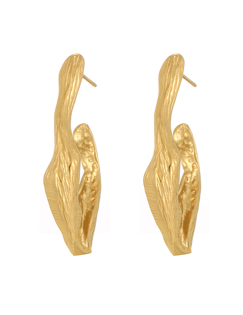 Fashion Gold Irregular Titanium Steel Earrings