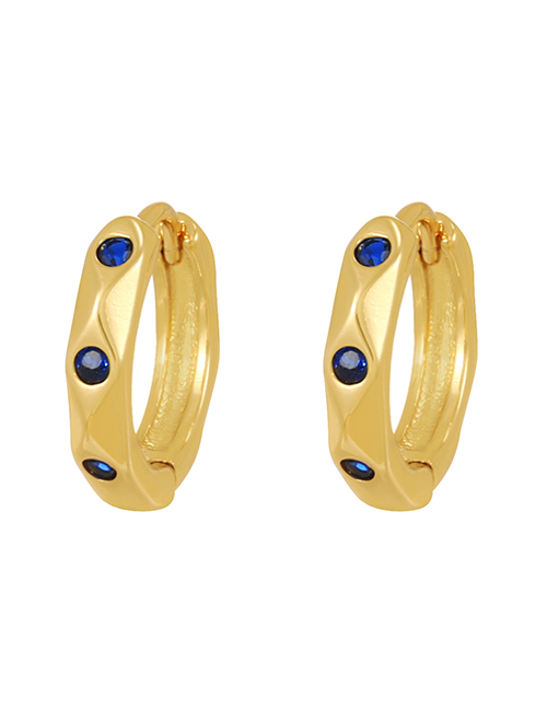 Fashion Navy Blue Copper Inlaid Zirconium Geometric Irregular Earrings