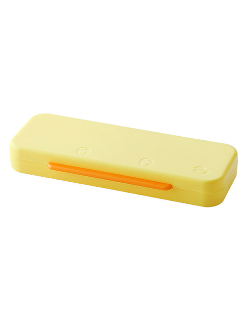 Fashion Yellow Plastic Large-capacity Double-layer Pencil Box