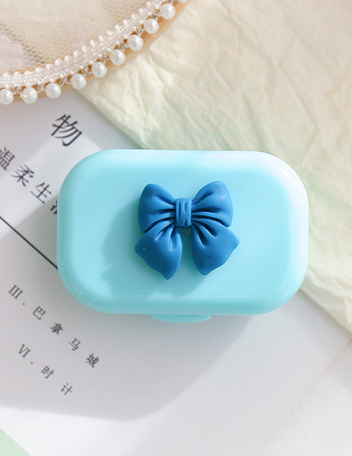 Fashion Blue Bow Plastic Bowknot Portable Contact Lens Case