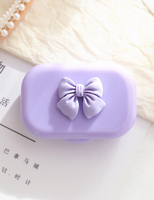Fashion Purple Bow Plastic Bowknot Portable Contact Lens Case