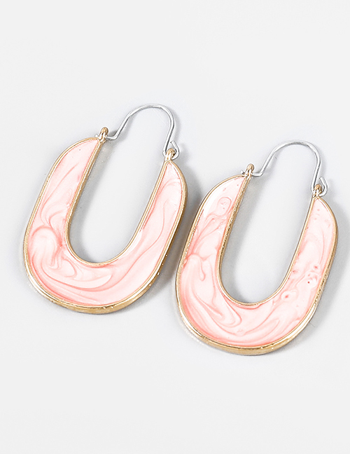 Fashion Pink Alloy Drip Oil U-shaped Earrings