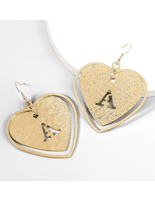 Fashion A Alloy Heart Alphabet Stud Earrings