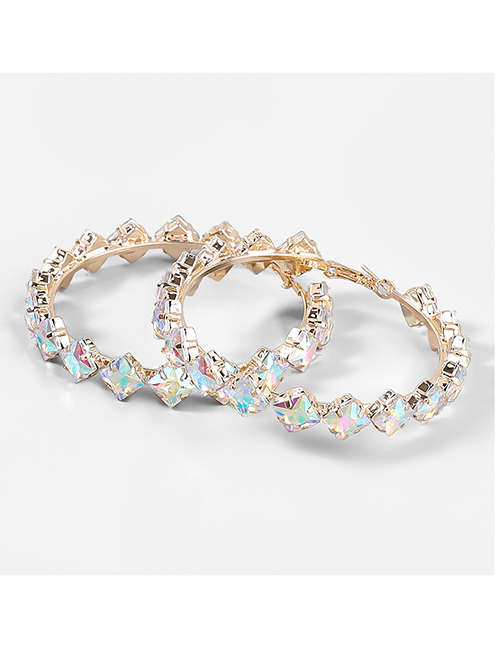Fashion Ab Color Alloy Diamond Rhombus Earrings