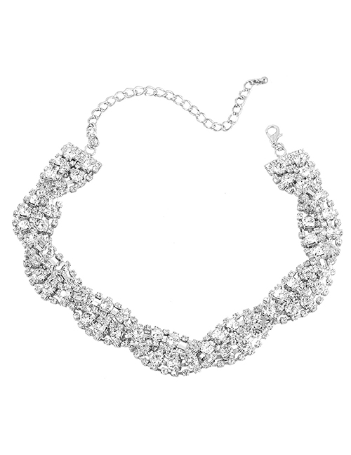 Fashion Silver Color Alloy Diamond Rhinestone Wrap Necklace