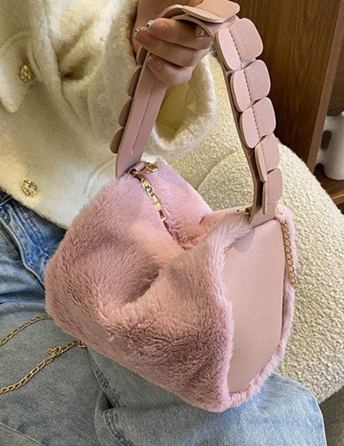 Fashion Pink Plush Large Capacity Messenger Bag