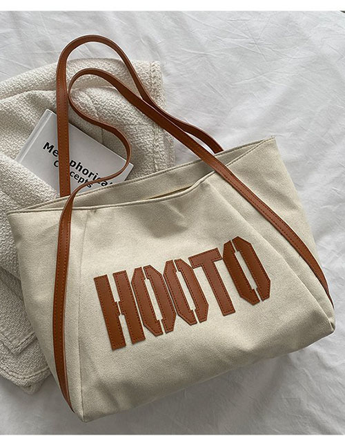 Fashion White Deerskin Velvet Stitching Letters Large-capacity Shoulder Bag