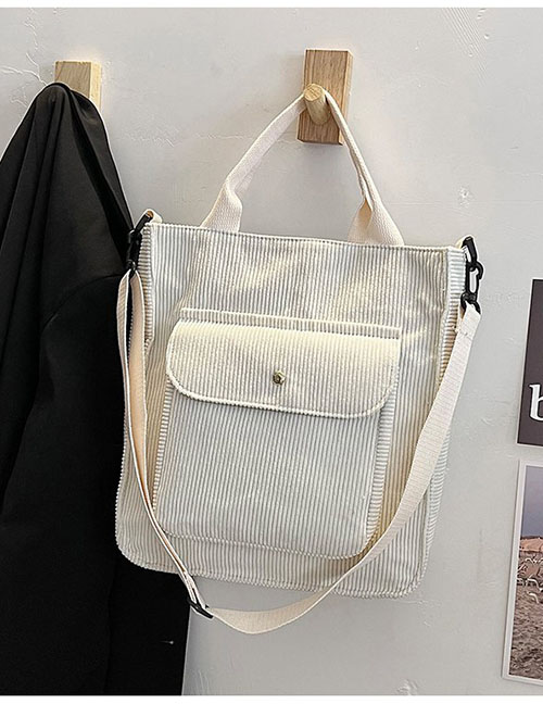 Fashion White Corduroy Canvas Large Capacity Crossbody Bag