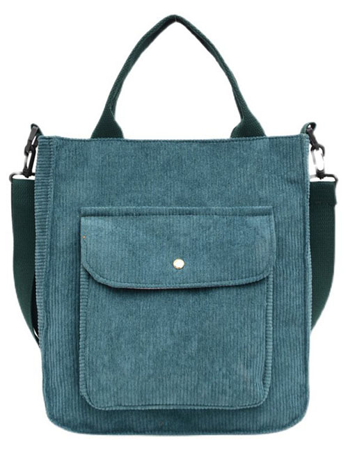 Fashion Green Corduroy Canvas Large Capacity Crossbody Bag