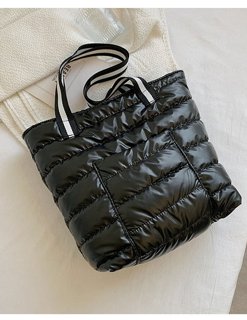 Fashion Black Pu Down Large Capacity Shoulder Bag
