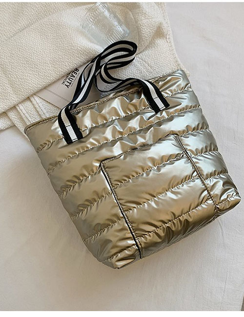 Fashion Gold Color Pu Down Large Capacity Shoulder Bag