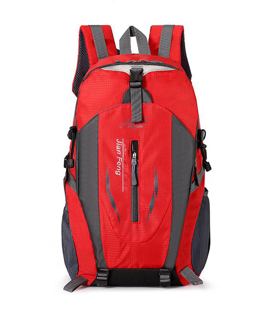 Fashion Red Geometric Large Capacity Backpack
