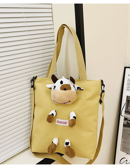 Fashion Calf Yellow Canvas Doll Large Capacity Messenger Bag
