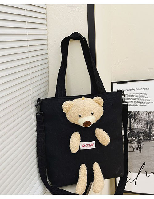 Fashion Bear Black Canvas Doll Large Capacity Messenger Bag