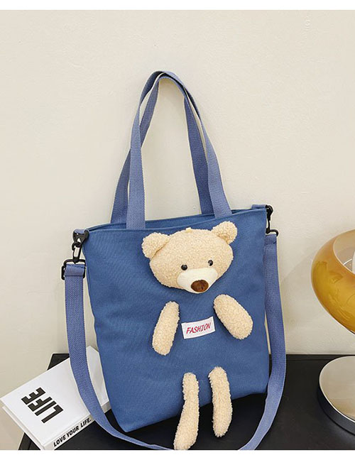 Fashion Bear Blue Canvas Doll Large Capacity Messenger Bag