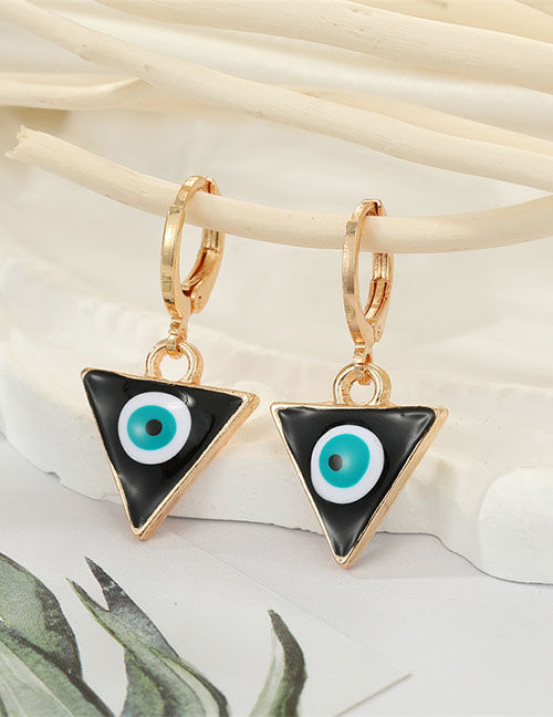 Fashion 5 Black Triangle Eyes Alloy Dripping Triangle Eye Ear Ring
