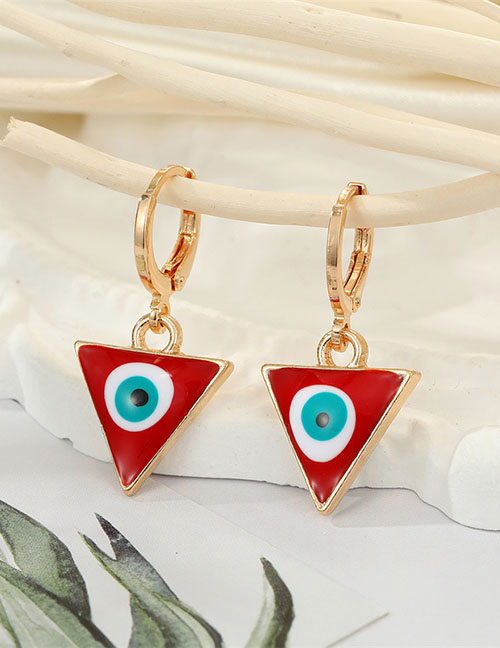Fashion 6 Red Triangle Eyes Alloy Dripping Triangle Eye Ear Ring