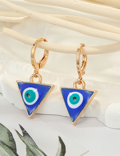 Fashion 7 Blue Triangle Eyes Alloy Dripping Triangle Eye Ear Ring