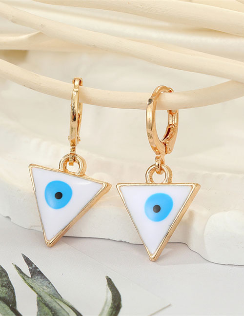 Fashion 8 White Triangle Eyes Alloy Dripping Triangle Eye Ear Ring
