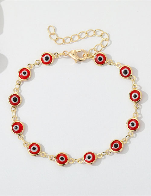 Fashion 3 Gold Coloren Red Round Eyes Alloy Geometric Dripping Eye Bracelet