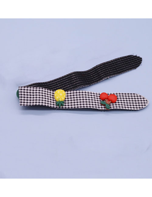 Fashion Black Fruit Headband Fabric Checkered Fruit Velcro Headband
