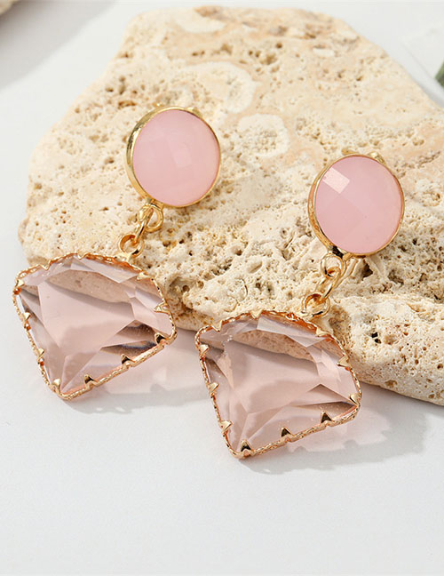 Fashion 4 Pink Triangle Irregular Geometric Glaze Earrings