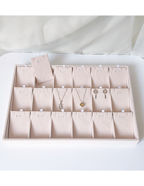 Fashion Beige Large 18-grid Card Tray Beaded Velvet Ornament Storage Tray
