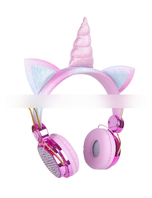 Fashion Rose Gold Cartoon Unicorn Headset Bluetooth Headset (charged)