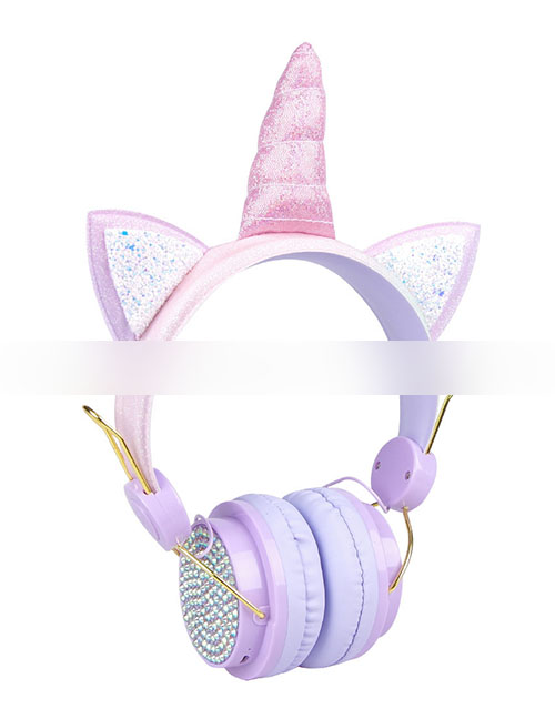 Fashion Purple Cartoon Unicorn Headset Bluetooth Headset (charged)