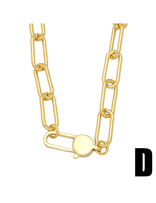 Fashion D Solid Copper Gold Lock Chain Necklace