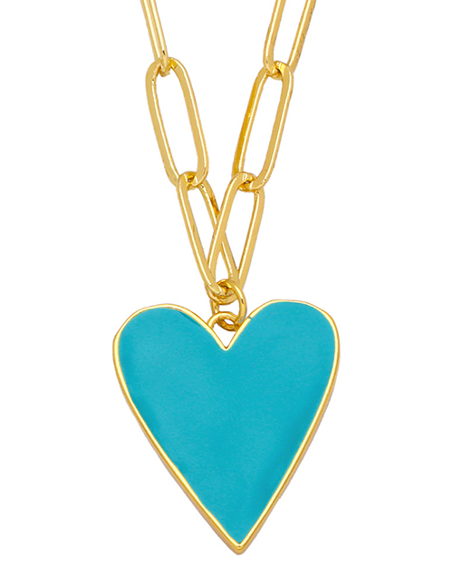 Fashion Turquoise Copper Drip Oil Love Necklace